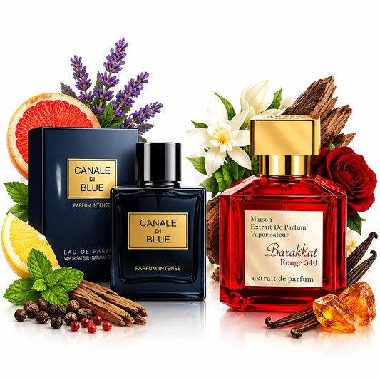 Canale Di Blue Parfum Intense EDP 100 мл. - Мъжки Парфюм +Fragrance World Barakkat Rouge 540 Extrait EDP 100 мл. - Унисекс